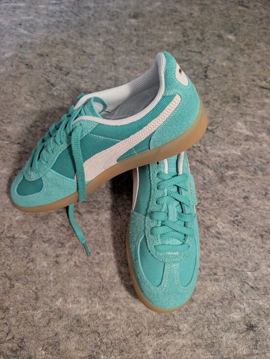 Puma Shoes - Puma Women's Teal Suede & Mesh Sneakers with White Stripe